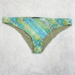 prAna Bikini Bottom Womens Size XL Blue Green Cheeky Low Rise Reversible Swim